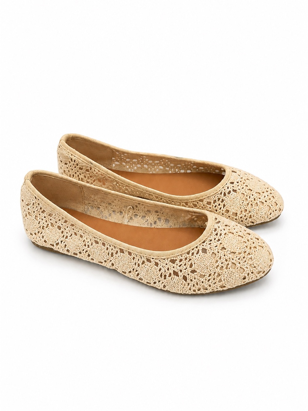 Torrid Crochet Lace Ballet Flats Cream Ivory Pointed Toe Boho Cottagecore Size 8